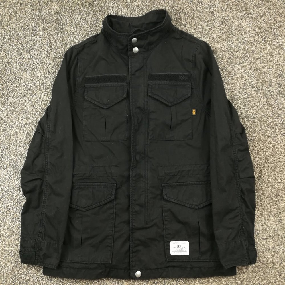 Alpha Industries Jacket M-65 Mod Lightweight Field Full Zip Black Womens XS $210